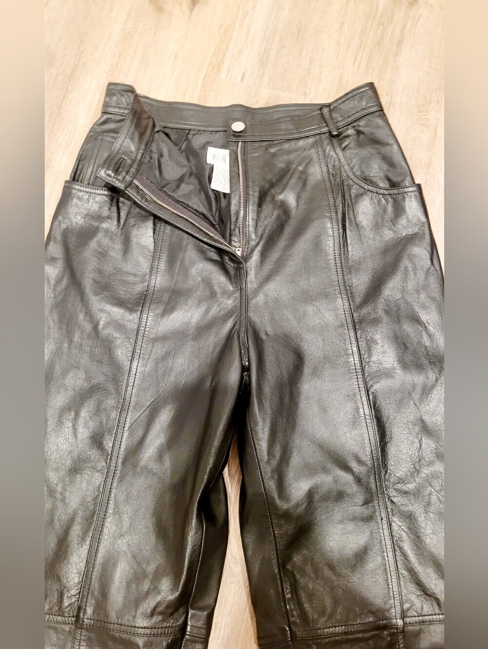 Together Vintage Black High-Rise Straight-Leg Leather Pants - Picture 3 of 7